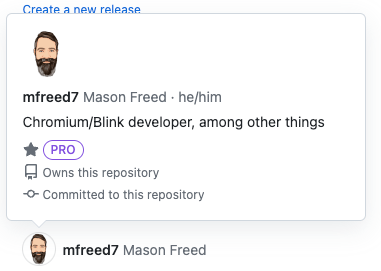 Github user information tooltip